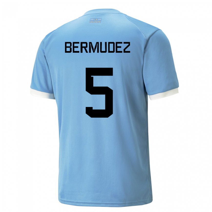 メンズウルグアイカロル・ベルムデス#5青いホームシャツ22-24ジャージー
