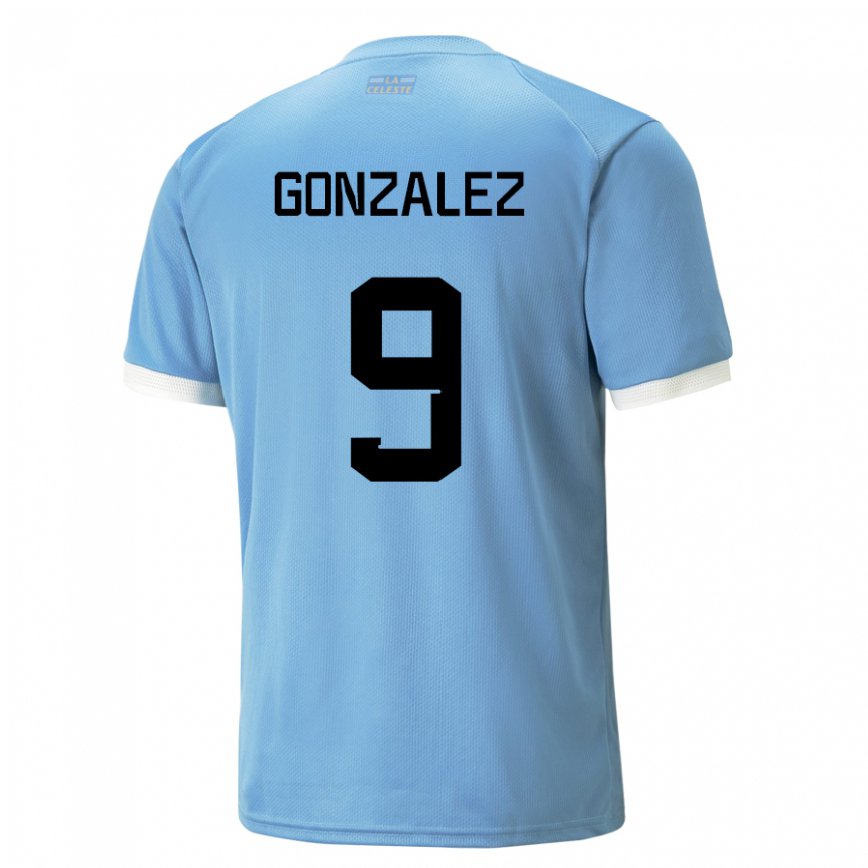 メンズウルグアイパメラ・ゴンザレス#9青いホームシャツ22-24ジャージー