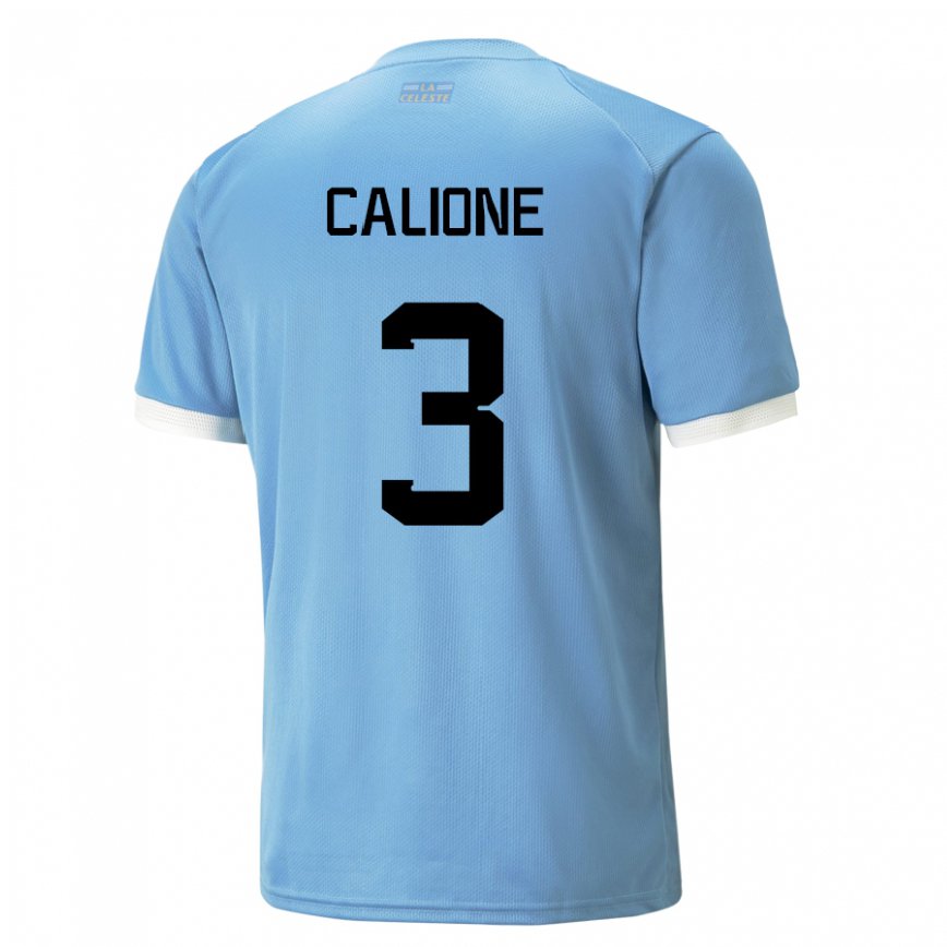 メンズウルグアイパオロ・カリオーネ#3青いホームシャツ22-24ジャージー