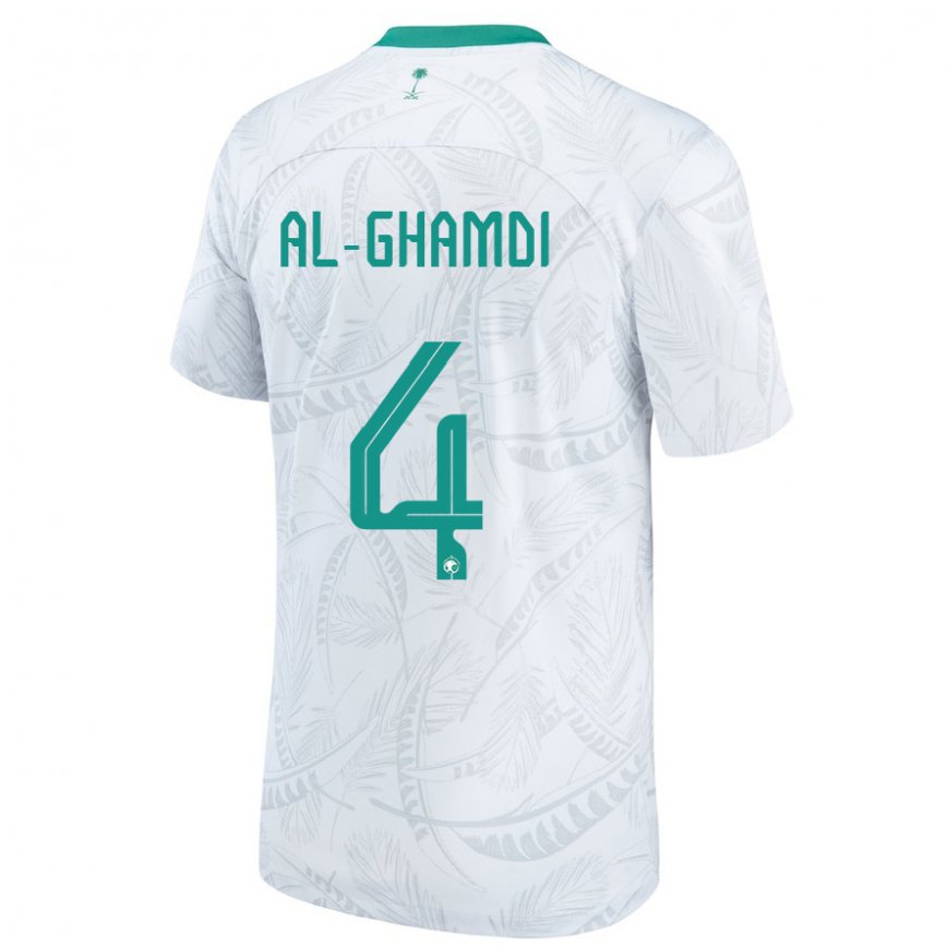 メンズサウジアラビアタラ・アル・ガムディ#4白ホームシャツ22-24ジャージー