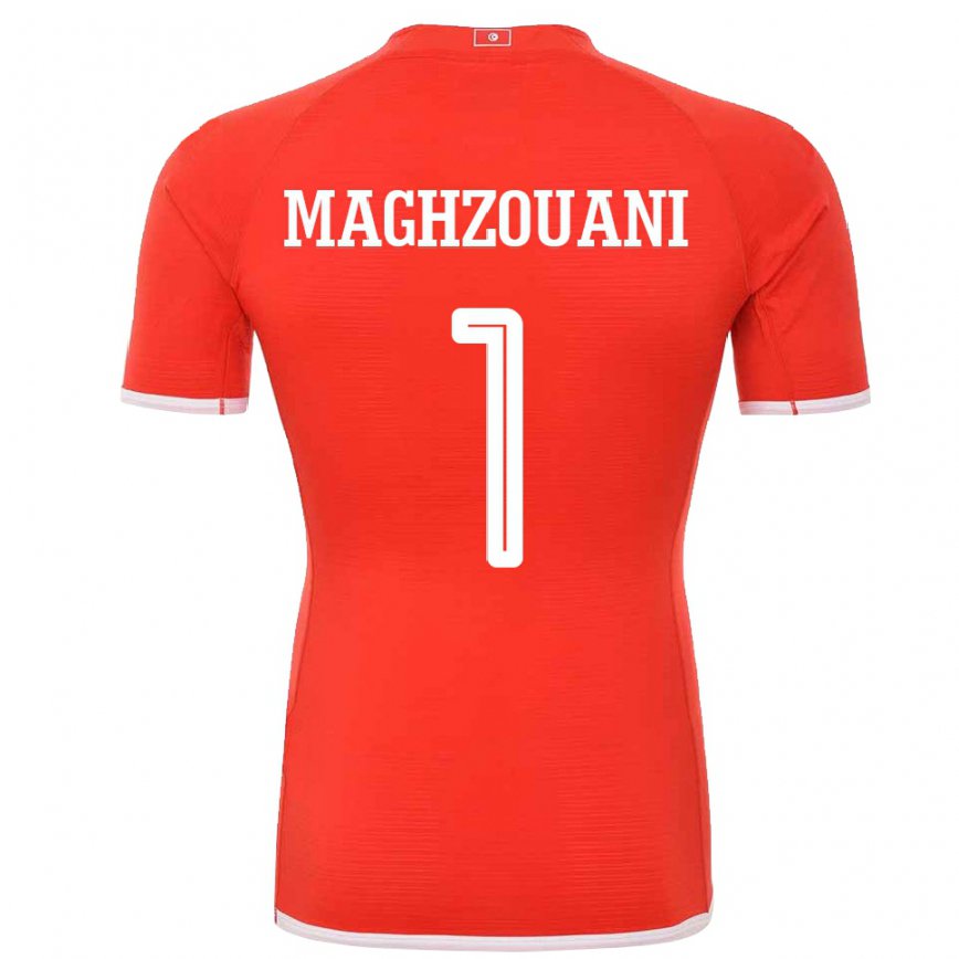 メンズチュニジアワシム・マグズアニ#1赤ホームシャツ22-24ジャージー