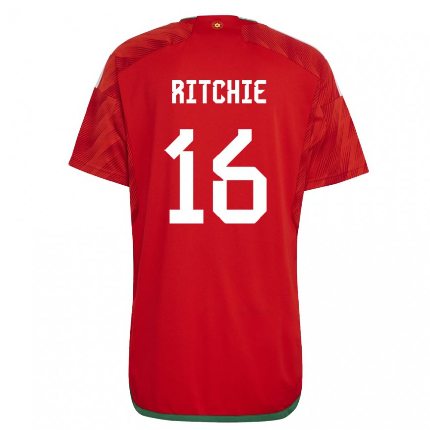 メンズウェールズアメリア・リッチー#16赤ホームシャツ22-24ジャージー