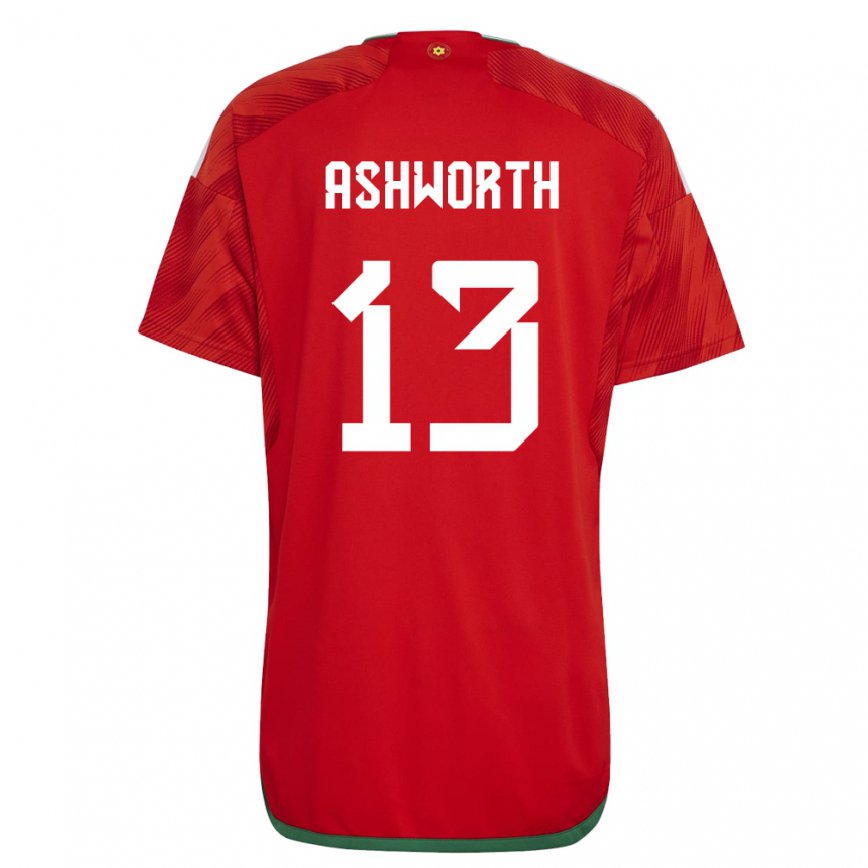 メンズウェールズフィン・アッシュワース#13赤ホームシャツ22-24ジャージー