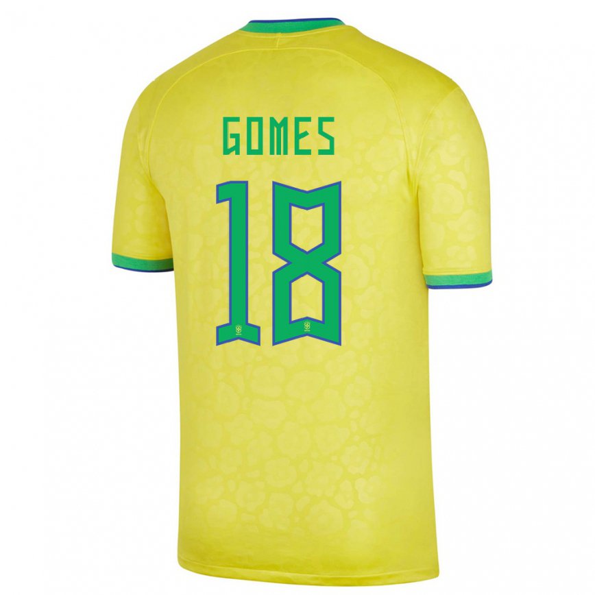 メンズブラジルマルロン・ゴメス・クラウジノ#18黄色ホームシャツ22-24ジャージー