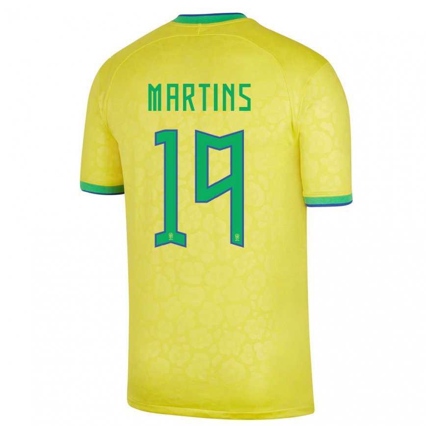 メンズブラジルマテウス・マルティンス#19黄色ホームシャツ22-24ジャージー