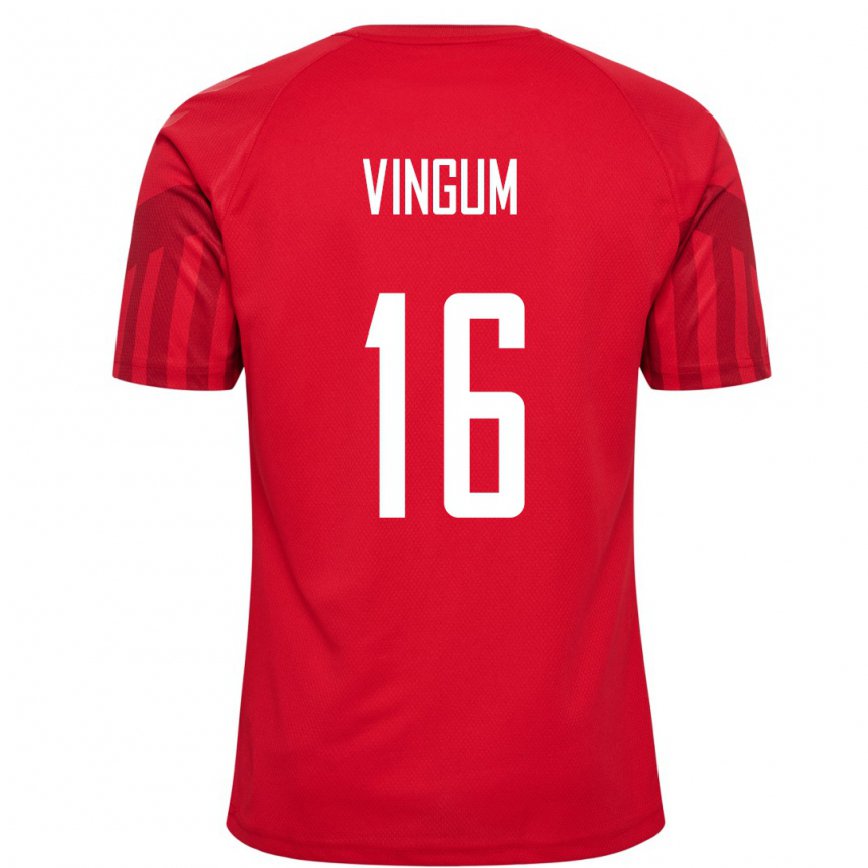メンズデンマークアルベルト・ヴィンガム#16赤ホームシャツ22-24ジャージー