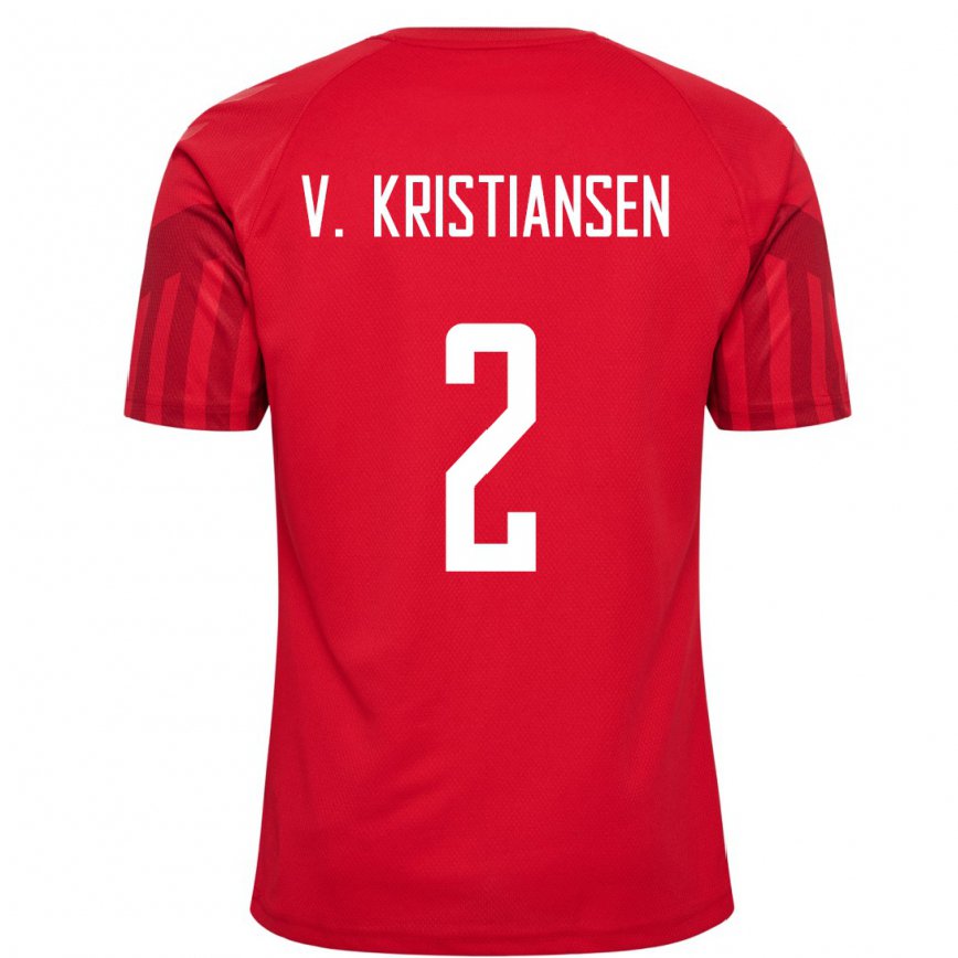 メンズデンマーククリスチャンセン・ビクター#2赤ホームシャツ22-24ジャージー