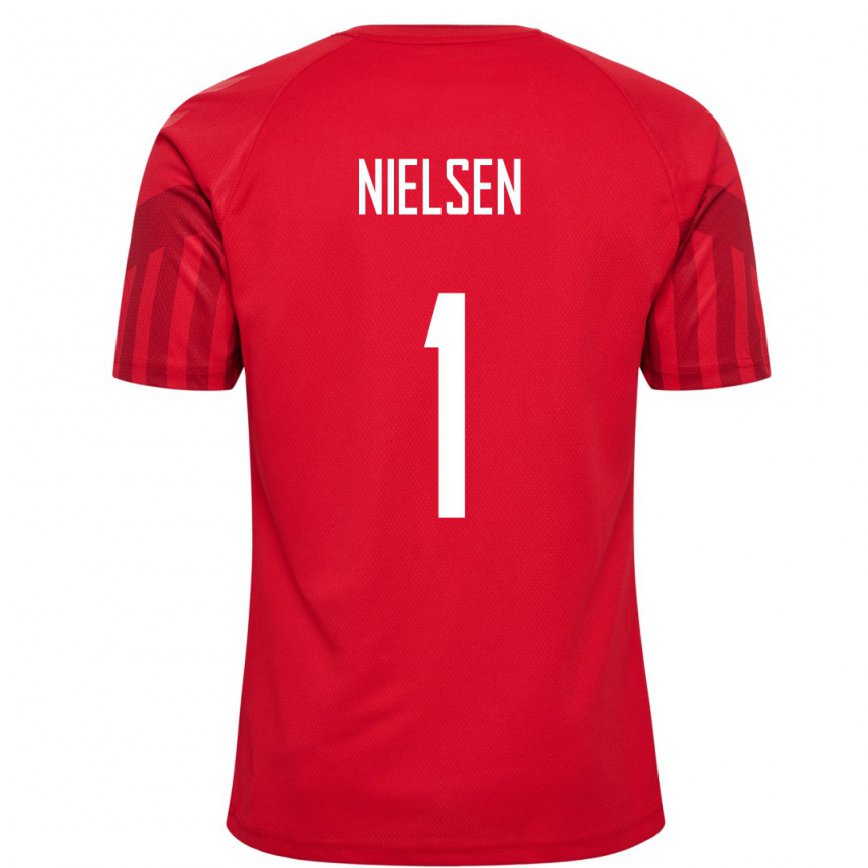 メンズデンマークマグナス・ニールセン#1赤ホームシャツ22-24ジャージー