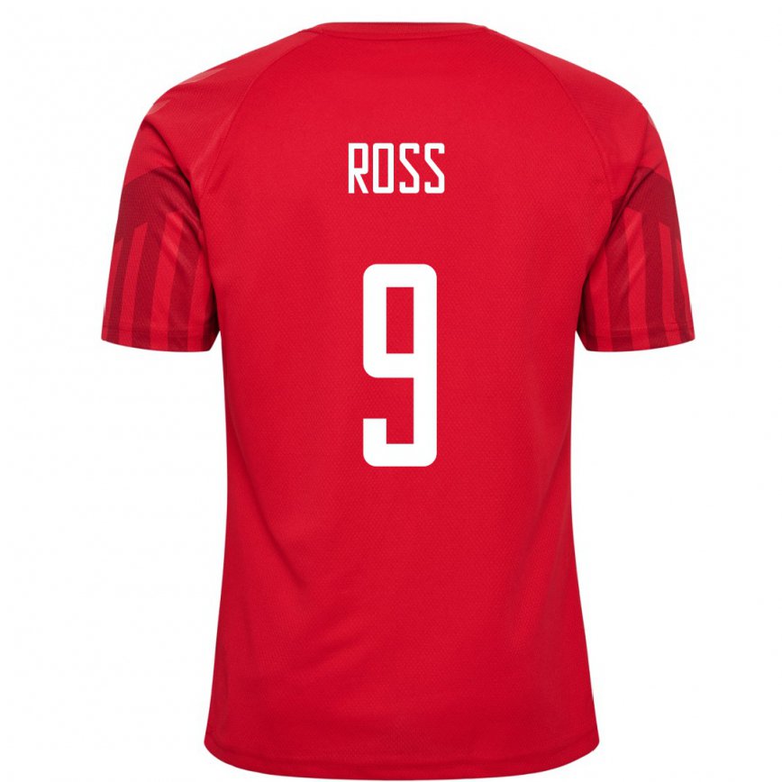 メンズデンマークオリバー・ロス#9赤ホームシャツ22-24ジャージー
