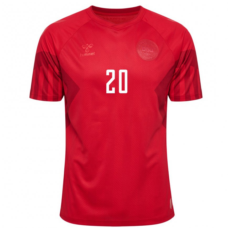 メンズデンマークグスタフ・クリステンセン#20赤ホームシャツ22-24ジャージー