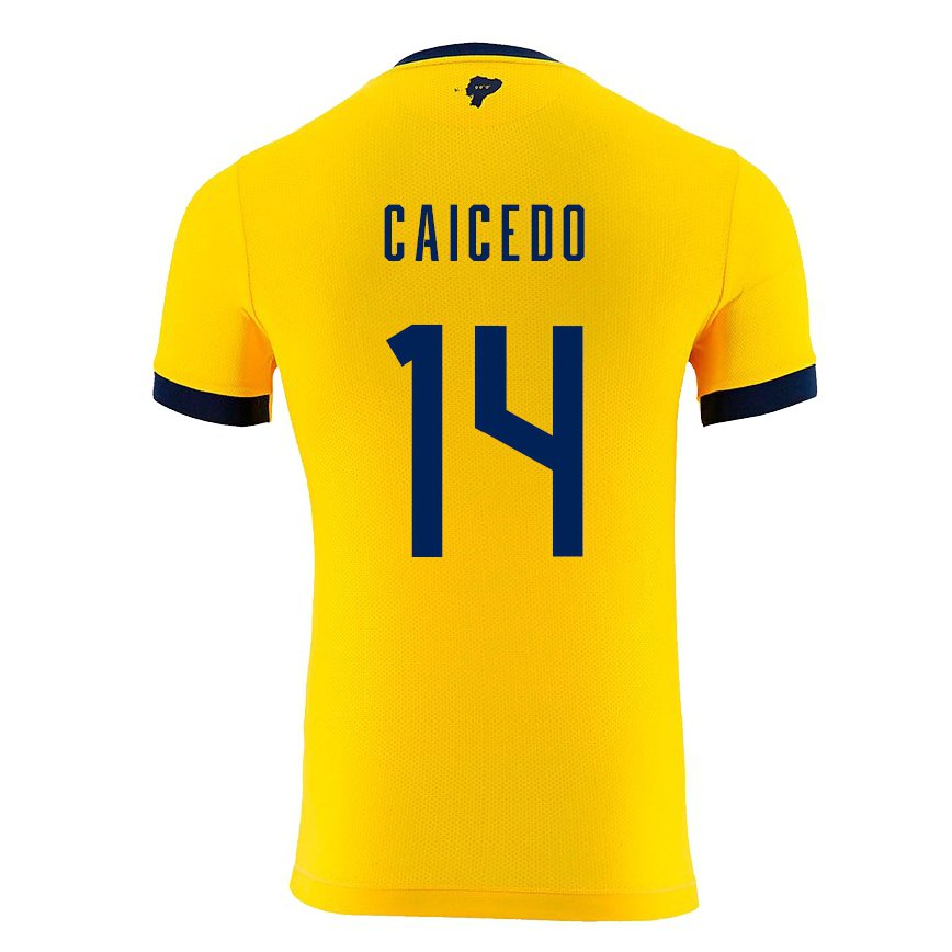 メンズエクアドルカリーナ・カイセド#14黄色ホームシャツ22-24ジャージー