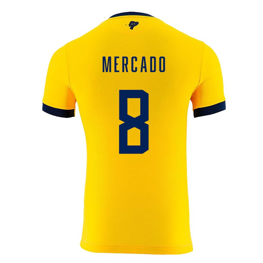 メンズエクアドルパトリック・クレイヴァー・メルカード・アルタミラーノ#8黄色ホームシャツ22-24ジャージー