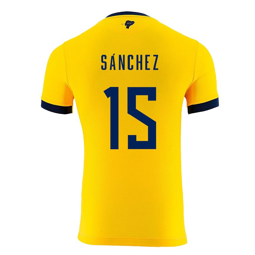 メンズエクアドルフアン・サンチェス#15黄色ホームシャツ22-24ジャージー