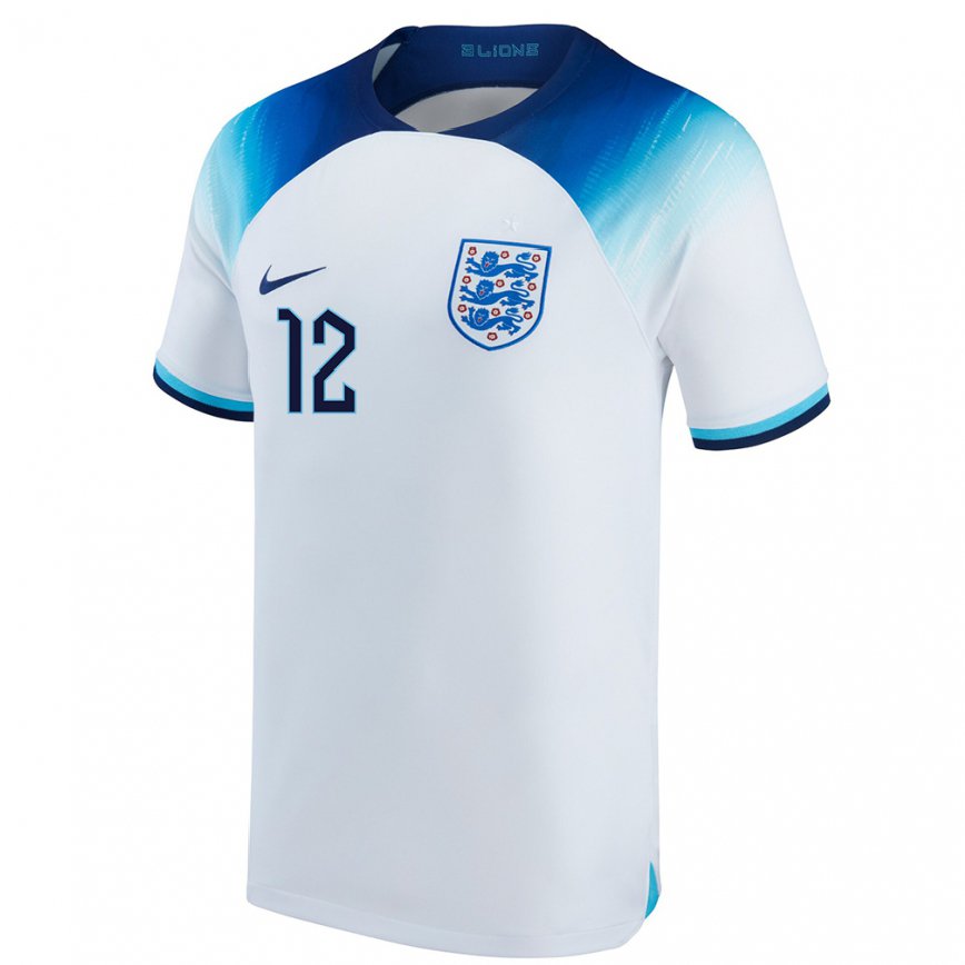 メンズイングランドジェス・カーター#12白青ホームシャツ22-24ジャージー