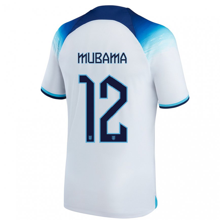 メンズイングランドディビン・ムバマ#12白青ホームシャツ22-24ジャージー