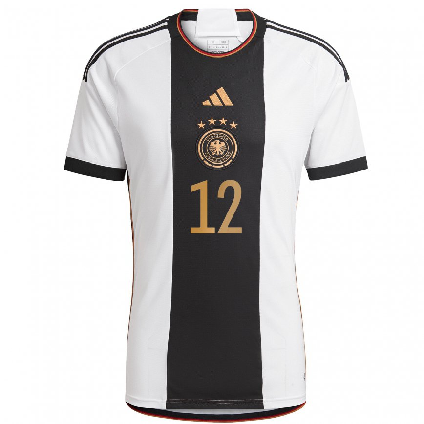 メンズドイツクリスティアン・フリュヒトル#12白黒ホームシャツ22-24ジャージー