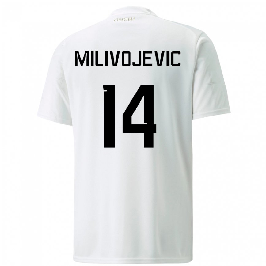 メンズセルビアヴェスナ・ミリヴォイェヴィッチ#14白アウェイシャツ22-24ジャージー