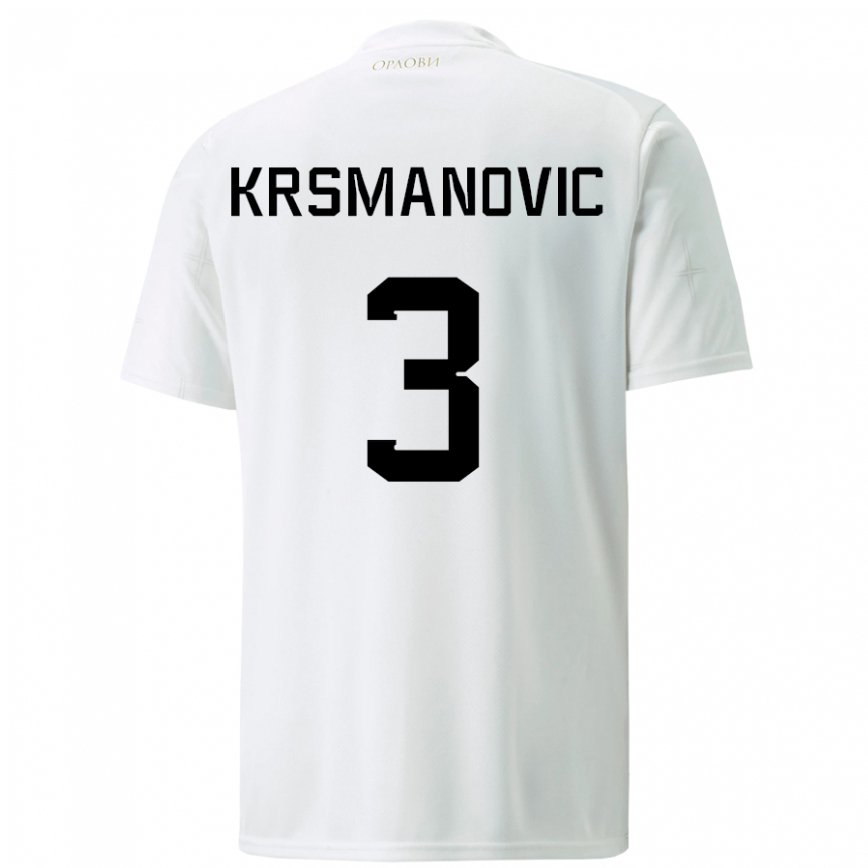 メンズセルビアネマニャ・クルスマノビッチ#3白アウェイシャツ22-24ジャージー