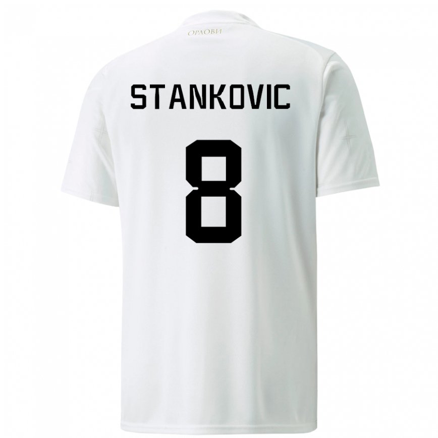 メンズセルビアニコラ・スタンコヴィッチ#8白アウェイシャツ22-24ジャージー