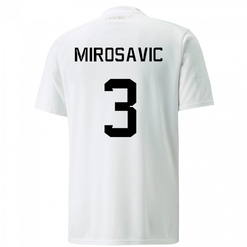 メンズセルビアヴェリコ・ミロサビッチ#3白アウェイシャツ22-24ジャージー