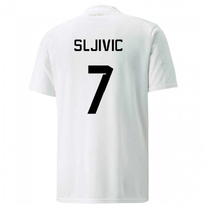 メンズセルビアヨヴァン・シュリヴィッチ#7白アウェイシャツ22-24ジャージー