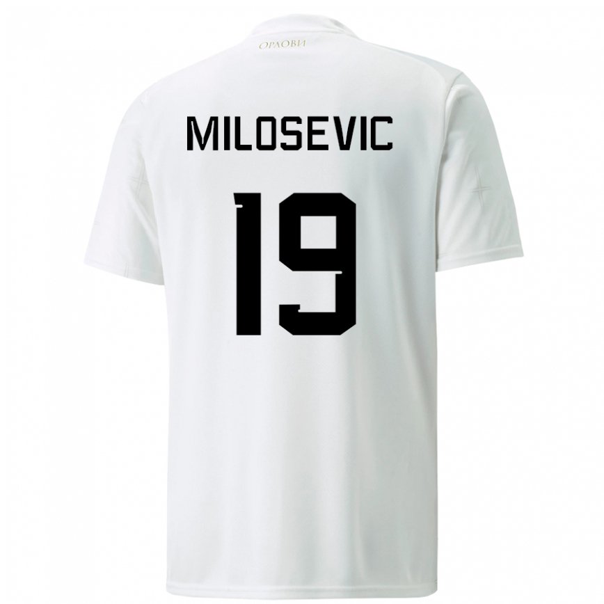 メンズセルビアヨヴァン・ミロシェヴィッチ#19白アウェイシャツ22-24ジャージー