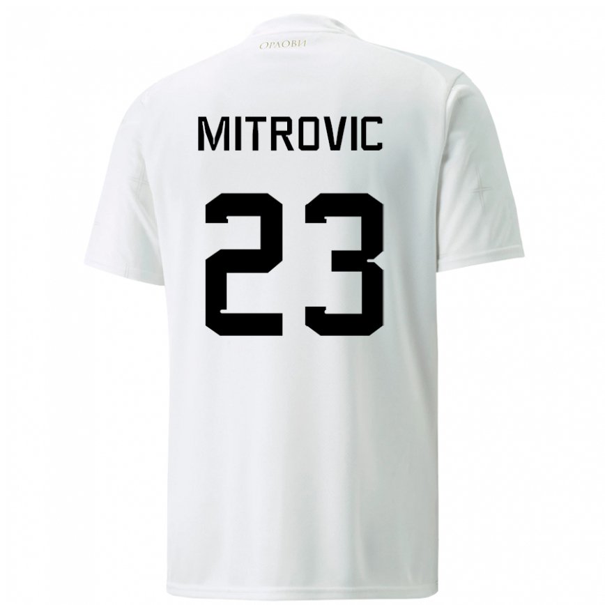 メンズセルビアヴク・ミトロビッチ#23白アウェイシャツ22-24ジャージー