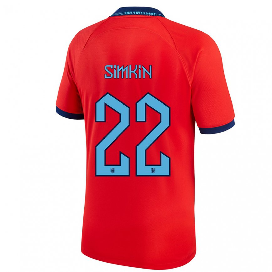 メンズイングランドトミー・シムキン#22赤アウェイシャツ22-24ジャージー