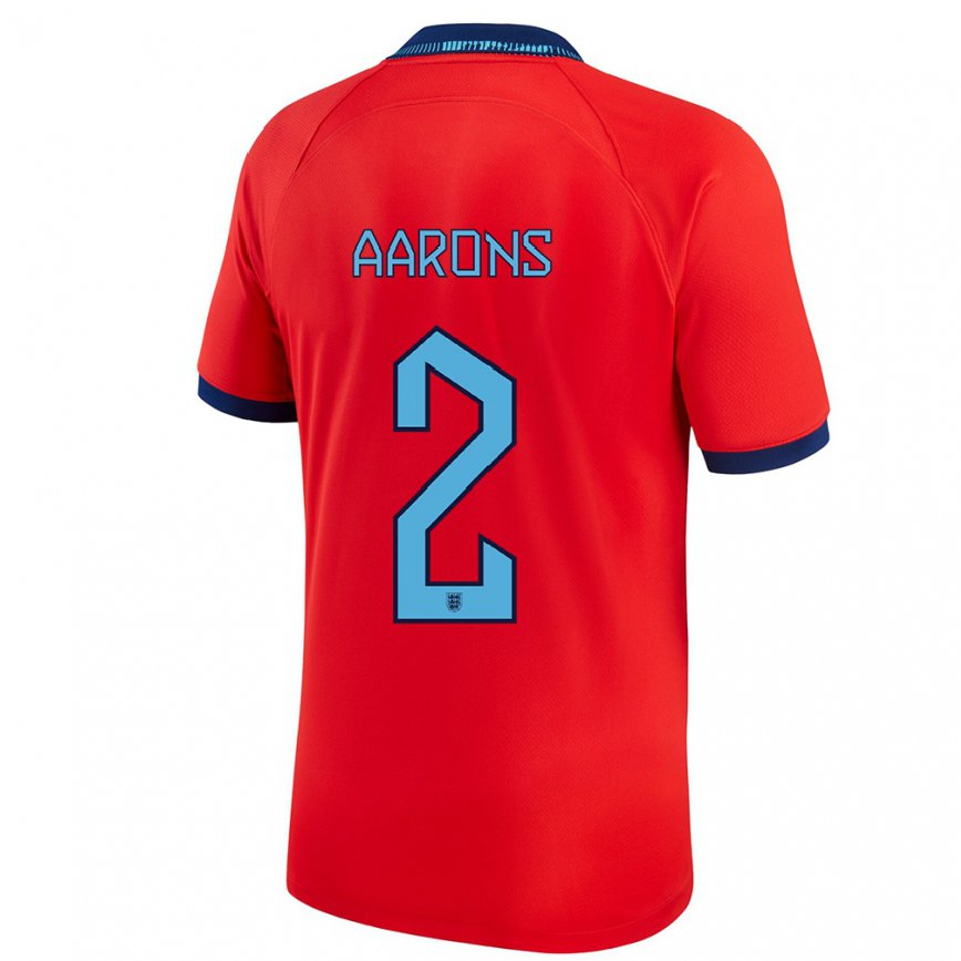 メンズイングランドマックス・アーロンズ#2赤アウェイシャツ22-24ジャージー