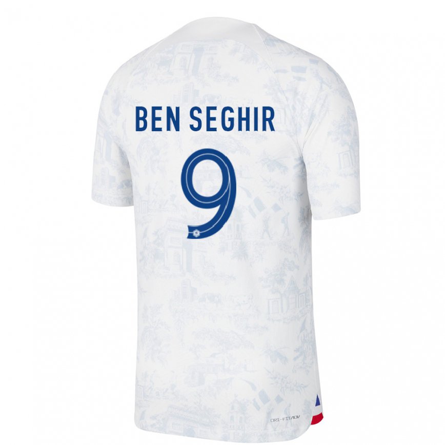 メンズフランスサリム・ベン・セギル#9白青アウェイシャツ22-24ジャージー