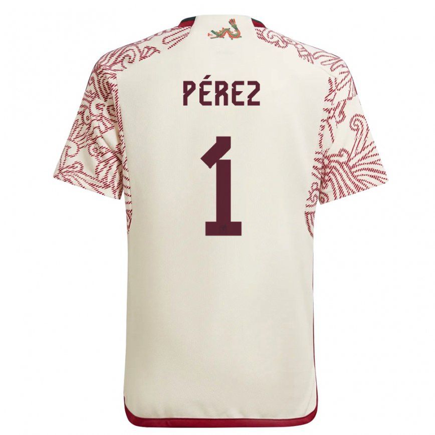 メンズメキシコエミリアーノ・ペレス#1ワンダーホワイトレッドアウェイシャツ22-24ジャージー