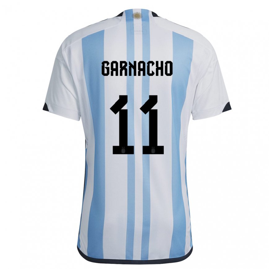 レディースアルゼンチンアレハンドロ・ガルナチョ#11ホワイトスカイブルーホームシャツ22-24ジャージー