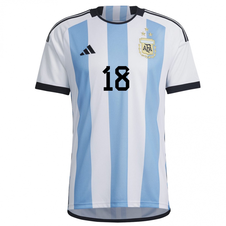 レディースアルゼンチンジェレミアス・ペレス・ティカ#18ホワイトスカイブルーホームシャツ22-24ジャージー