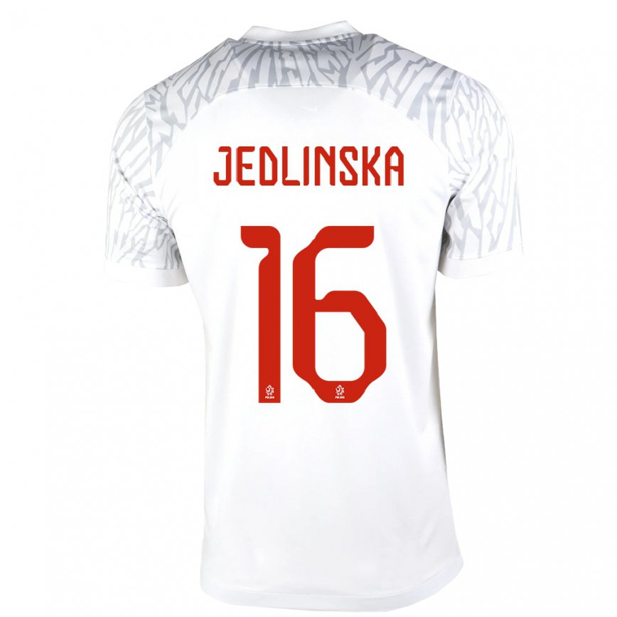 レディースポーランドクラウディア・イェドリンスカ#16白ホームシャツ22-24ジャージー