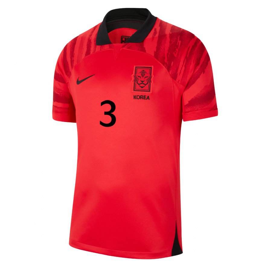 レディース大韓民国ホン・ヘジ#3赤、黒ホームシャツ22-24ジャージー