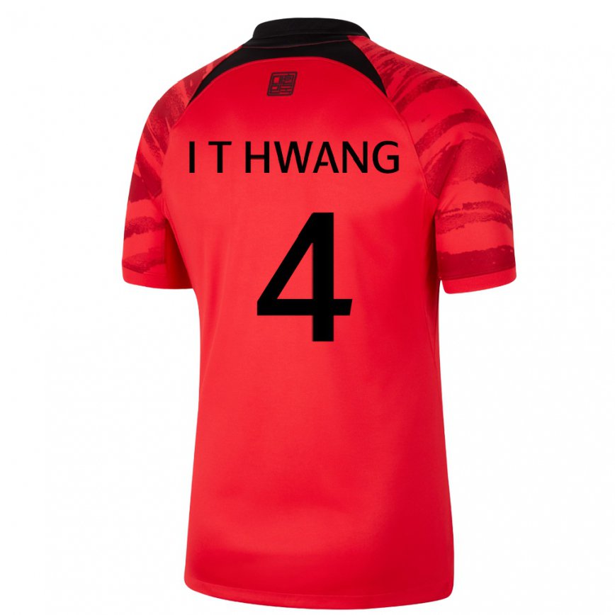 レディース大韓民国ファン・インテク#4赤、黒ホームシャツ22-24ジャージー