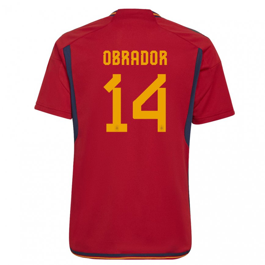 レディーススペインラファエル・オブラドール#14赤ホームシャツ22-24ジャージー
