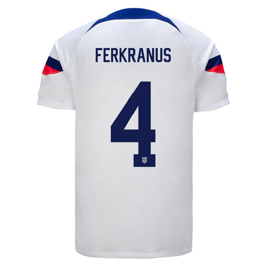 レディースアメリカ合衆国マーカス・フェルクラヌス#4白ホームシャツ22-24ジャージー