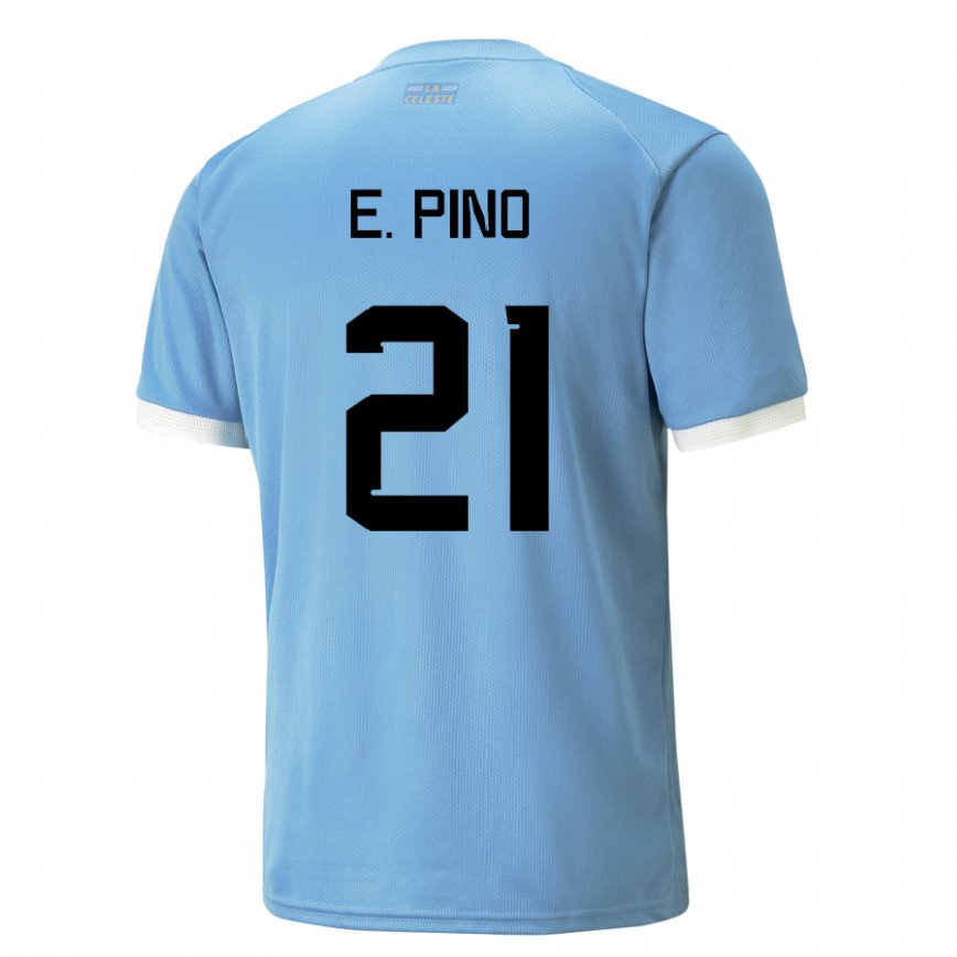 レディースウルグアイエミリアーノ・デル・ピノ#21青いホームシャツ22-24ジャージー