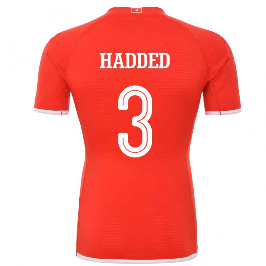 レディースチュニジアレイエン・ハデッド#3赤ホームシャツ22-24ジャージー