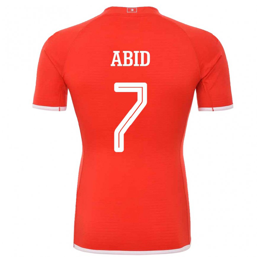 レディースチュニジアアジズ・アビッド#7赤ホームシャツ22-24ジャージー