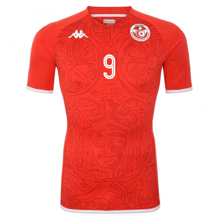 レディースチュニジアユセフ・スナナ#9赤ホームシャツ22-24ジャージー