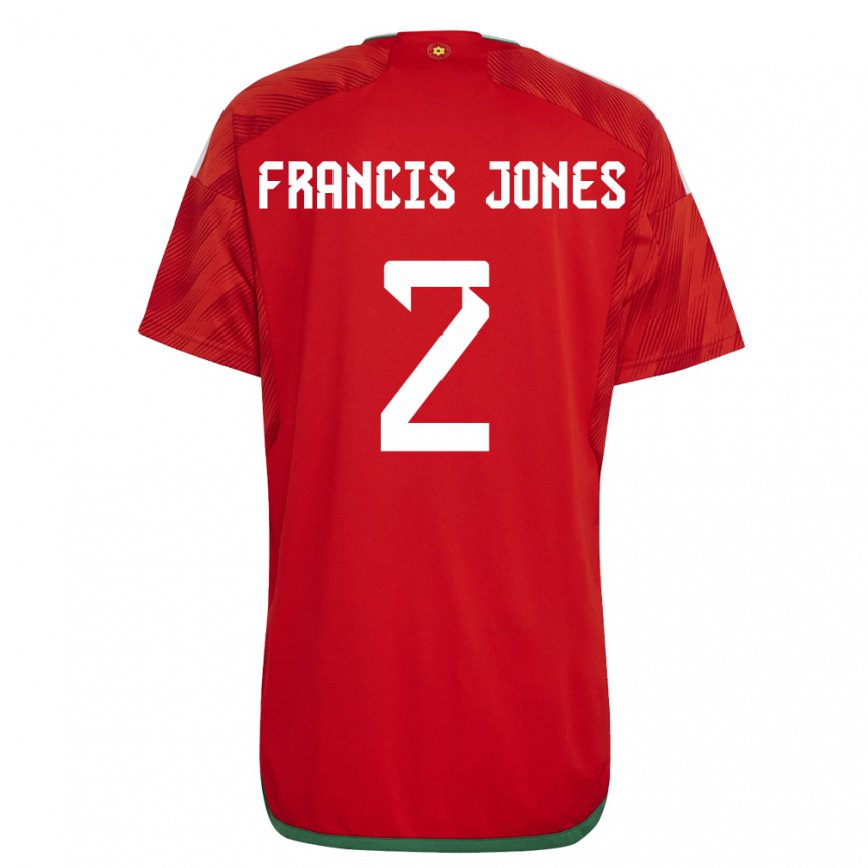レディースウェールズマリア・フランシス・ジョーンズ#2赤ホームシャツ22-24ジャージー