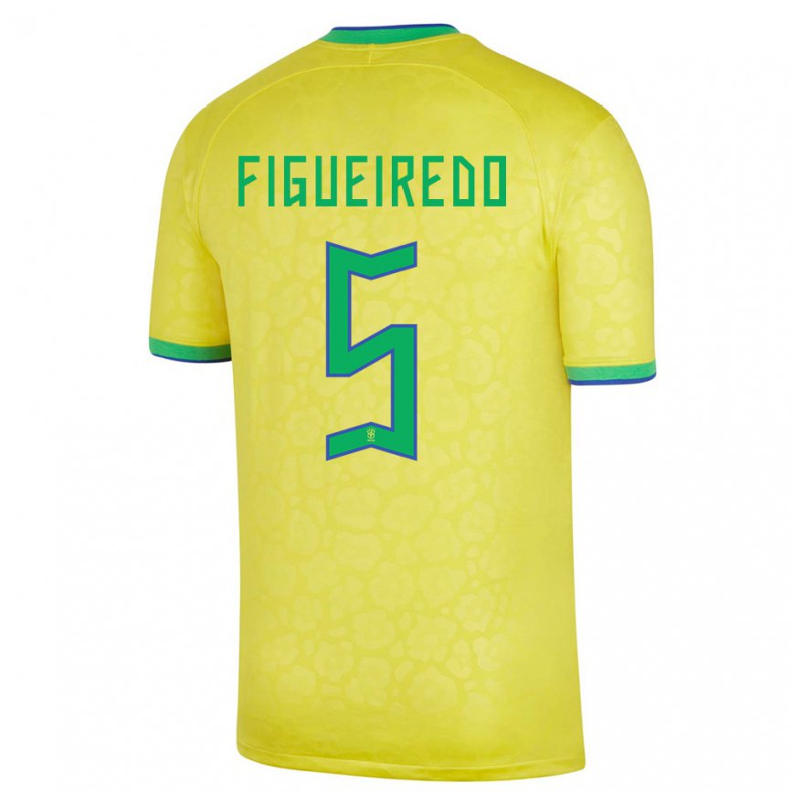 レディースブラジルヴィトール・フィゲイレド#5黄色ホームシャツ22-24ジャージー