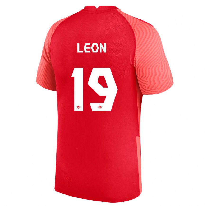 レディースカナダアドリアナ・レオン#19赤ホームシャツ22-24ジャージー