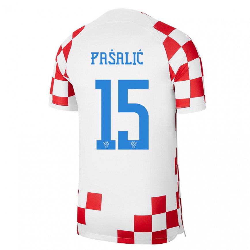 レディースクロアチアマルコ・パシャリッチ#15赤 白ホームシャツ22-24ジャージー
