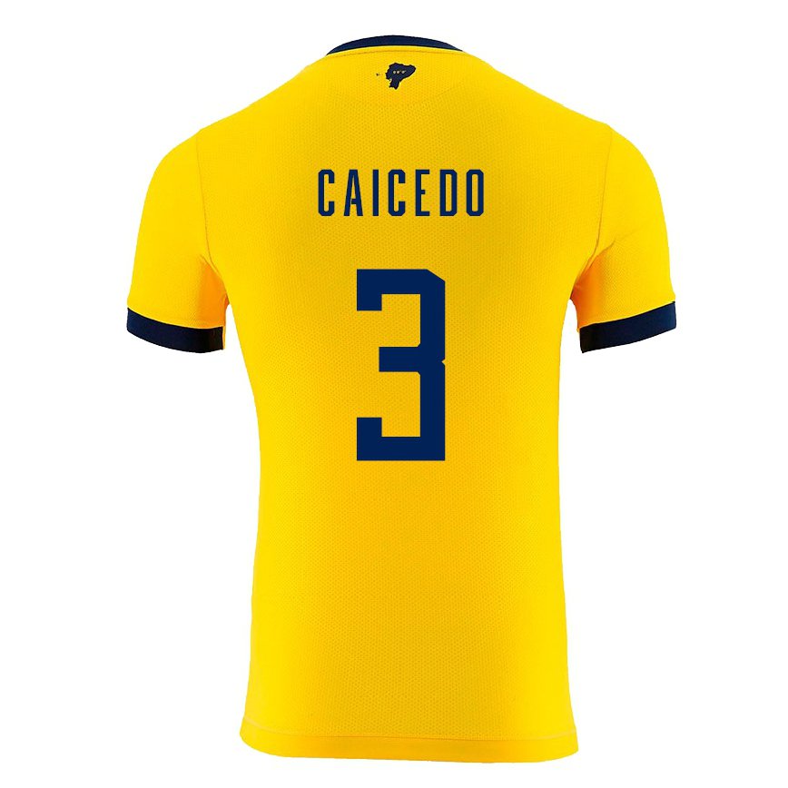 レディースエクアドルジェシー・カイセド#3黄色ホームシャツ22-24ジャージー