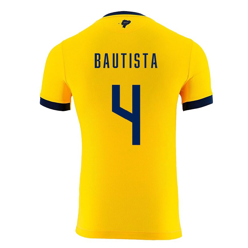 レディースエクアドルデイビス・バウティスタ#4黄色ホームシャツ22-24ジャージー