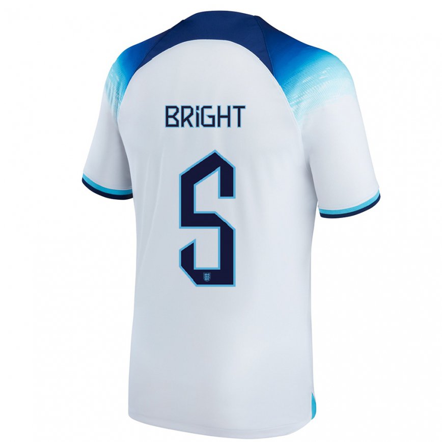レディースイングランドミリー・ブライト#5白青ホームシャツ22-24ジャージー