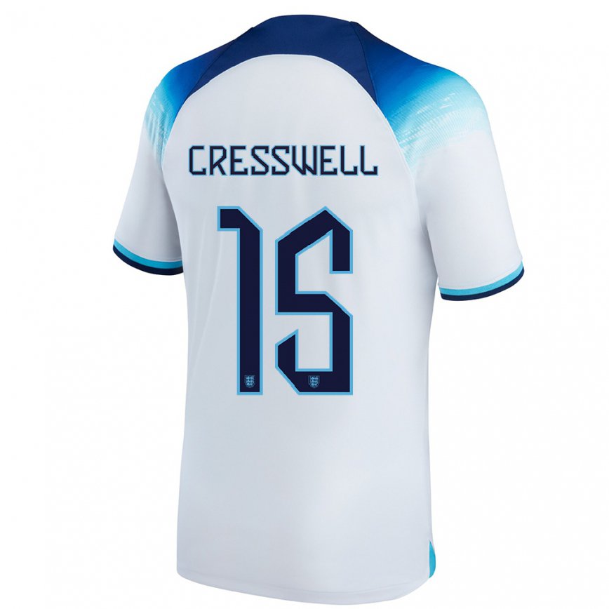 レディースイングランドチャーリー・クレスウェル#15白青ホームシャツ22-24ジャージー